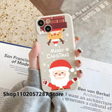 Santa Claus Elk Christmas & New Year Silicone Phone Case For iPhone 15 14 13 12 Series