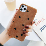 Cloth Texture Love Heart Wave Point Soft Warm PU Case For iPhone 11 Pro Max