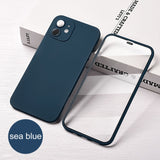 360 Full Cover Front Tempered Glass + PC Back Cover For iPhone 12 11 Series