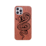 Engraved Dragon Solid Wooden Case for iPhone 13 12 11 Pro Max