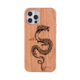 Engraved Dragon Solid Wooden Case for iPhone 13 12 11 Pro Max