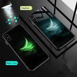 Luminous Tempered Glass Pattern Case For iPhone 7 8 X XS MAX
