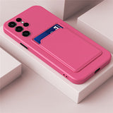 Card Slot Square Frame Soft Silicone Shockproof Coque for Samsung S22 Series