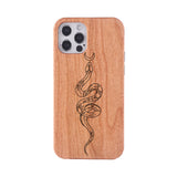 Engraved Dragon Solid Wooden Case for iPhone 13 12 11 Pro Max