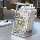 Luxury Shockproof Rose Flower Painting Soft Clear Case For iPhone 14 13 12 series