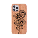 Engraved Dragon Solid Wooden Case for iPhone 13 12 11 Pro Max