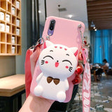 Cartoon Silicone Cat Unicorn Flower Case with Strap For iPhone 12 11 Series