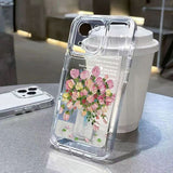 Luxury Shockproof Rose Flower Painting Soft Clear Case For iPhone 14 13 12 series