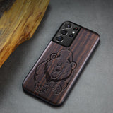 Black Ebony Wood 3D Carved Case For Samsung S21 Ultra Plus