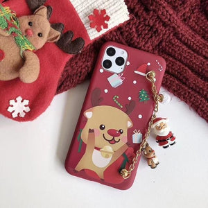 Cute Santa Claus Phone Case with Bracelet Holder Back Cover for IPhone 11 Pro MAX X XS XR XS MAX
