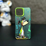Cool Dog Cat Colored Cartoon Graffiti Case For iPhone 15 14 13 series