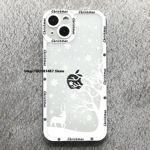 Cartoon Christmas & New Year Cute Elk Santa Phone Case For iPhone 15 14 13 12 Series