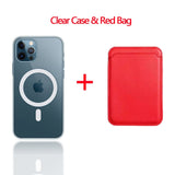 2 in 1 Transparent Magnetic Case + Magsafe Wallet Card Bag for iPhone 12 & 11 Series