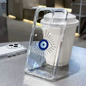 Lucky Eye Blue Evil Eye Print Shockproof Clear Soft Case For iPhone 15 14 13 12 series