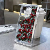 Luxury Shockproof Rose Flower Painting Soft Clear Case For iPhone 14 13 12 series