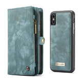 Leather Case For iPhone Xs Xr Xs Max Detachable 2 in 1 Zipper Credit Card