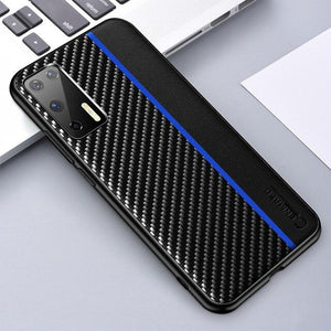 For Huawei P40 Case Original Carbon Fiber Leather Back Cover