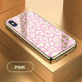 Plating Glass Leopard Print Case For iPhone X XS MAX XR 7 8 Plus 6 6S