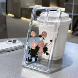 Luxury Shockproof Rose Flower Painting Soft Clear Case For iPhone 14 13 12 series