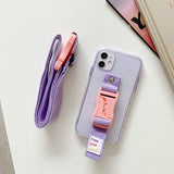 Clear Fluorescent Wristband Holder Lanyard Rope Cord Case For iPhone 12 11 Series