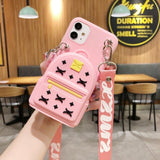 Cartoon Silicone Cat Unicorn Flower Case with Strap For iPhone 12 11 Series