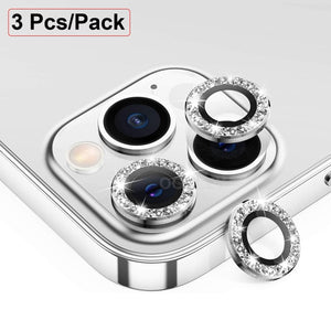 3Pcs Diamond Camera Lens Tempered Glass For iPhone 12 11 Series