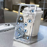 Lucky Eye Blue Evil Eye Print Shockproof Clear Soft Case For iPhone 15 14 13 12 series