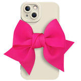 Fluorescence 3D Bow Matte Silicone Camera Protection Case for iPhone 13 12 11 Pro Max Mini