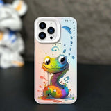 Graffiti Cartoon Animal Pattern Soft Silicone Case For iPhone 14 13 12 series