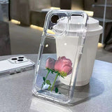 Luxury Shockproof Rose Flower Painting Soft Clear Case For iPhone 14 13 12 series