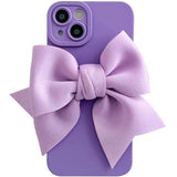 Fluorescence 3D Bow Matte Silicone Camera Protection Case for iPhone 13 12 11 Pro Max Mini