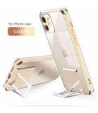 Plating Square Ring Holder Stand Transparent Soft Case For iPhone 12 11 Series