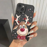 Christmas & New Year Elk Snowman Santa Claus Soft Cover Phone Case For iPhone 15 14 13 Series