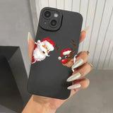 Christmas & New Year Elk Snowman Santa Claus Soft Cover Phone Case For iPhone 15 14 13 Series