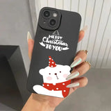 Christmas & New Year Elk Snowman Santa Claus Soft Cover Phone Case For iPhone 15 14 13 Series