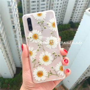 Pressed Dry Real Flower Clear Soft TPU Case for Galaxy S20 Note 20 Series