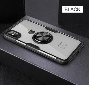 Luxury Car Holder Ring Case For iPhone X XS XR Max Bumper Frame Glass Back