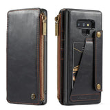 Leather wallet case For Galaxy Note 9 8 S9 Plus with Zipper slots & Cards