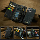 Wrist Strap Detachable Wallet Leather Case For iPhone 15 14 13 12 Series