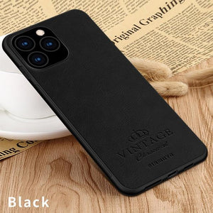 Retro Leather Soft Edge Hard Back Case for iPhone 11 Pro Max