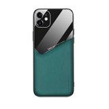 Luxury Glass Leather Car Magnetic Soft Edge Full Protection Back Cover Case For iPhone 11 Series