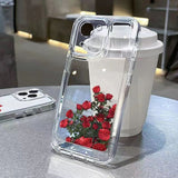 Luxury Shockproof Rose Flower Painting Soft Clear Case For iPhone 14 13 12 series