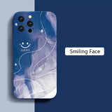 Simple Style Gradient Smile Face Shockproof Soft Bumper Case For iPhone 15 14 13 series