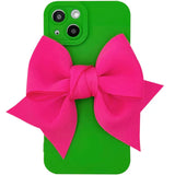 Fluorescence 3D Bow Matte Silicone Camera Protection Case for iPhone 13 12 11 Pro Max Mini