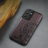 Black Ebony Wood 3D Carved Case For Samsung S21 Ultra Plus