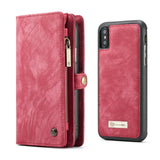 Leather Case For iPhone Xs Xr Xs Max Detachable 2 in 1 Zipper Credit Card