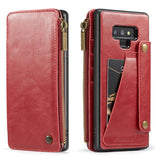 Leather wallet case For Galaxy Note 9 8 S9 Plus with Zipper slots & Cards