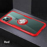 Ring Holder Car Magnetic Case with Tempered Glass Transparent Back Cover For iPhone 11 11 Pro 11 Pro MAX XS XR XS MAX