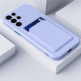 Card Slot Square Frame Soft Silicone Shockproof Coque for Samsung S22 Series