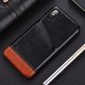 Stitching Soft PU Leather Back Case for iPhone X 7 8 Plus With Card Pocket